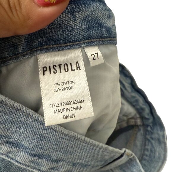 Pistola Loretta Distressed Raw Hem Wide Leg Light Wash Jeans Womens Size 27 - Picture 3 of 5